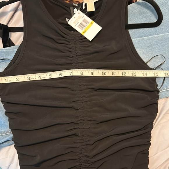Michael Kors Stretch Matte Jersey Ruched Dress Black Sz Medium - Picture 9 of 9